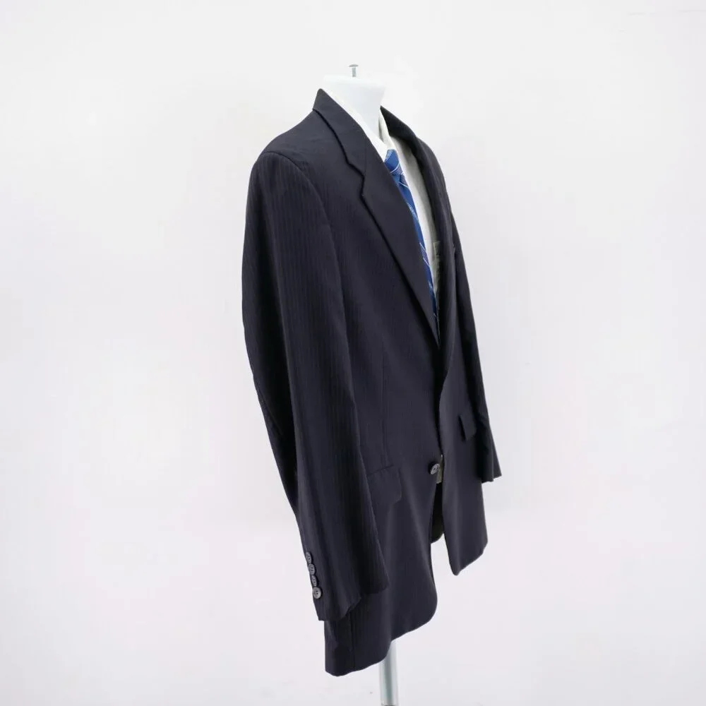 Hart Schaffner Marx Gold Trumpeter Wool Gray 2 Piece Suit 40R Striped 34/29 High